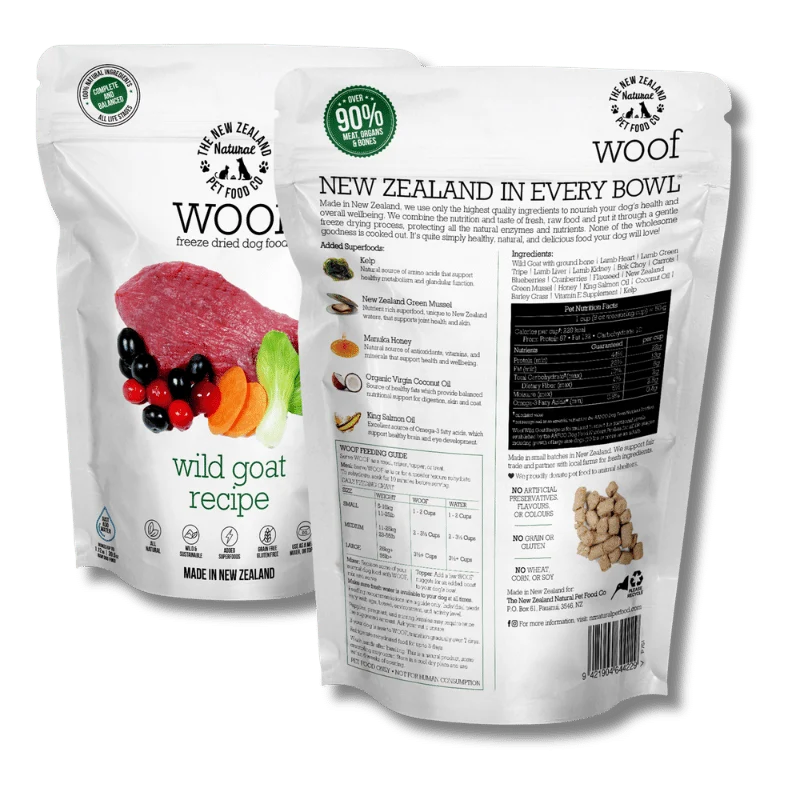 *PREORDER* NZ Natural Pet Food Co - Freeze Dried - Food - Woof - GOAT - 280GM (9.9oz)