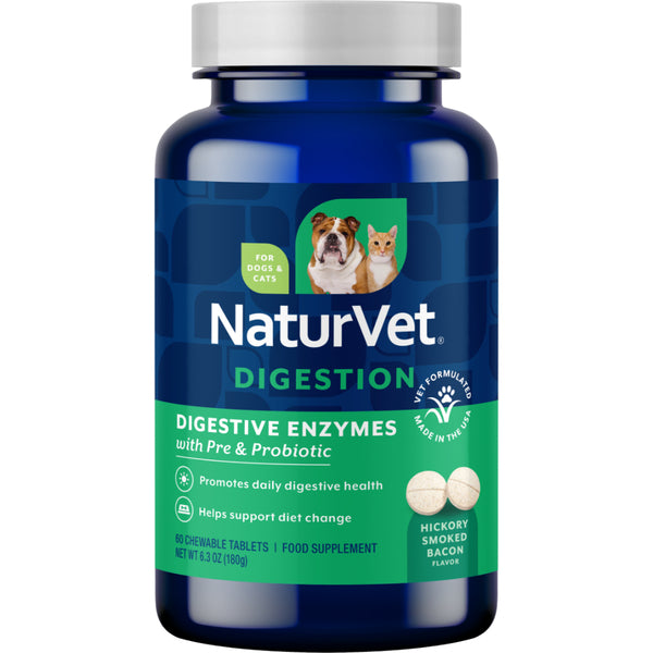 *PREORDER* NaturVet - Digestive Enzymes + Probiotic - 180GM (6.3oz) - 60CT