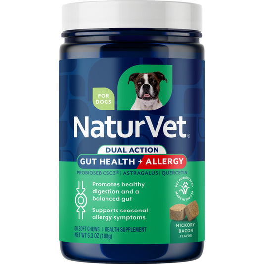 *PREORDER* NaturVet - Dual Action Gut Health + Allergy Soft Chew for Dogs - 180GM (6.3oz) - 60CT