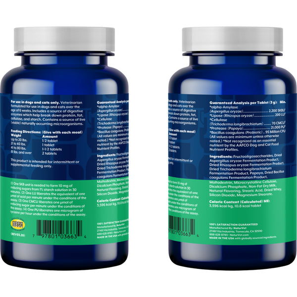 *PREORDER* NaturVet - Digestive Enzymes + Probiotic - 180GM (6.3oz) - 60CT