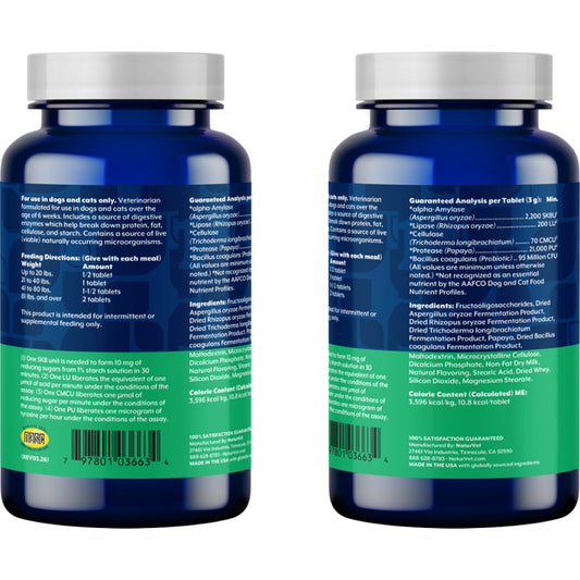 *PREORDER* NaturVet - Digestive Enzymes + Probiotic - 180GM (6.3oz) - 60CT