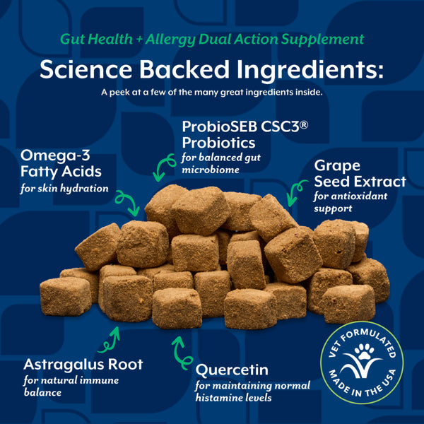 *PREORDER* NaturVet - Dual Action Gut Health + Allergy Soft Chew for Dogs - 180GM (6.3oz) - 60CT