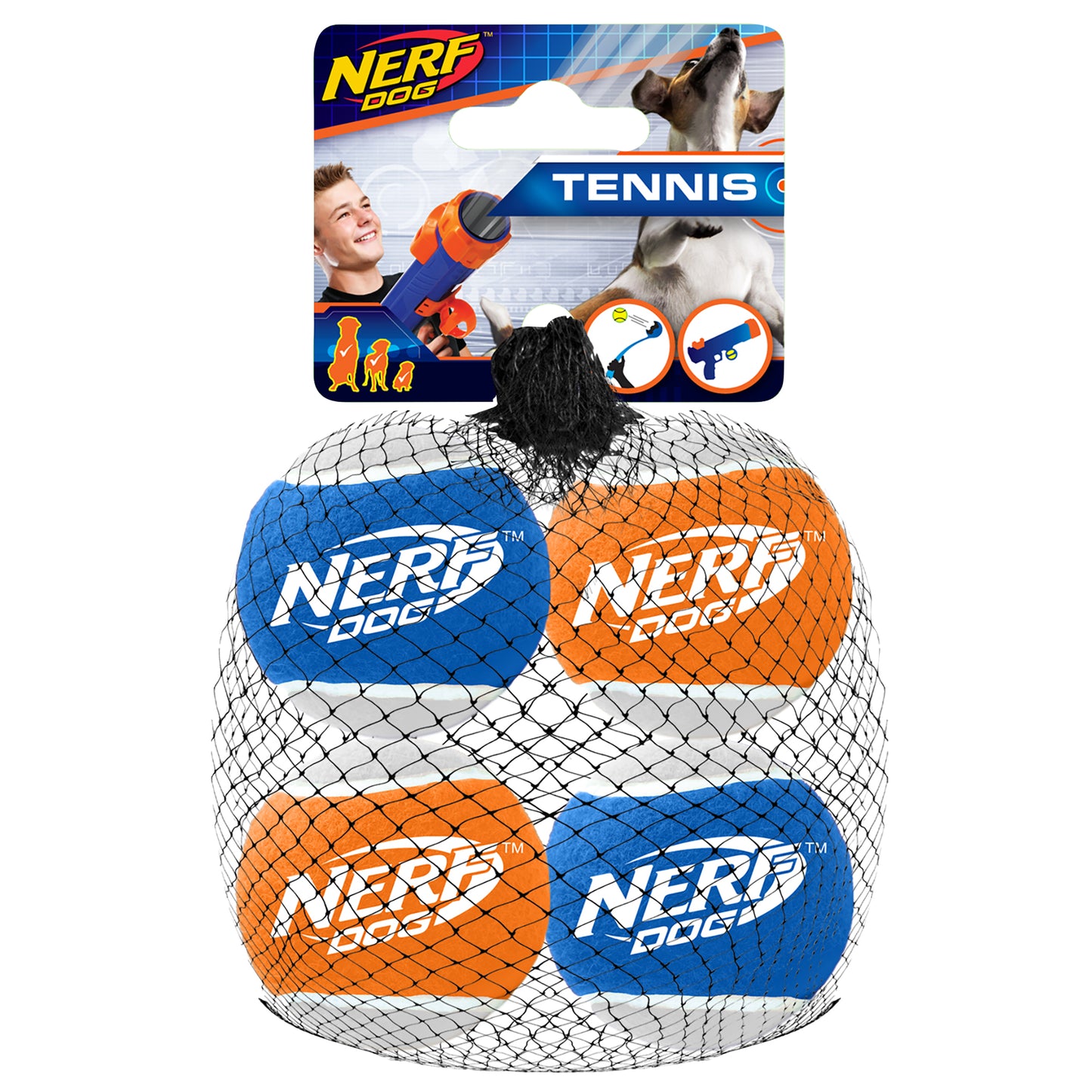 *DISC* Nerf - Blaster Distance Balls Dog Toy - BLUE and ORANGE - 6.5CM (2.5in) - 4PK