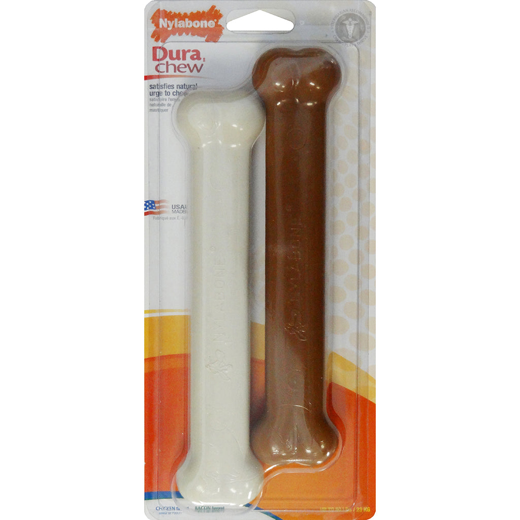 *S.O. - Up to 2 Week Wait* Nylabone - Dura Chew BACON & CHICKEN Dog Chew - GIANT - 20CM (8in) - 2PK
