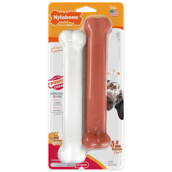 *PREORDER* Nylabone - Dura Chew BACON & CHICKEN Dog Chew - GIANT - 20CM (8in) - 2PK
