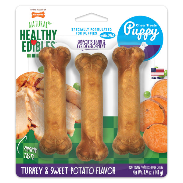 *PREORDER* Nylabone - Healthy Edibles TURKEY and SWEET POTATO Dog Chew - SMALL - 141GM (4.9oz) - 3PK