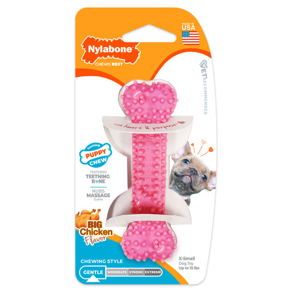 *PREORDER* Nylabone - Puppy Dental Dog Chew - PINK - PETITE - 10CM (4in)