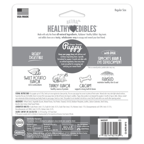 *PREORDER* Nylabone - Healthy Edibles TURKEY and SWEET POTATO Dog Chew - SMALL - 141GM (4.9oz) - 3PK