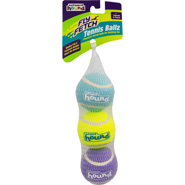 Outward Hound - Flyfetch Squeaker Ballz Multi Dog Toy - MEDIUM - 3PK