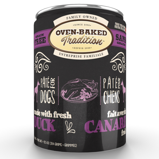 *PREORDER* Oven-Baked Tradition - Grain Free Adult DUCK Pate Wet Dog Food - 354GM (12.5oz) - 12 CASE