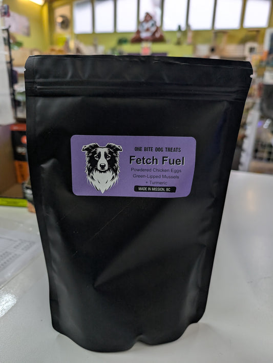 One Bite Dog Treats - Fetch Fuel Powdered CHICKEN EGGS, GREEN LIPPED MUSSELS, and TURMERIC Joint Supplement - 400GM