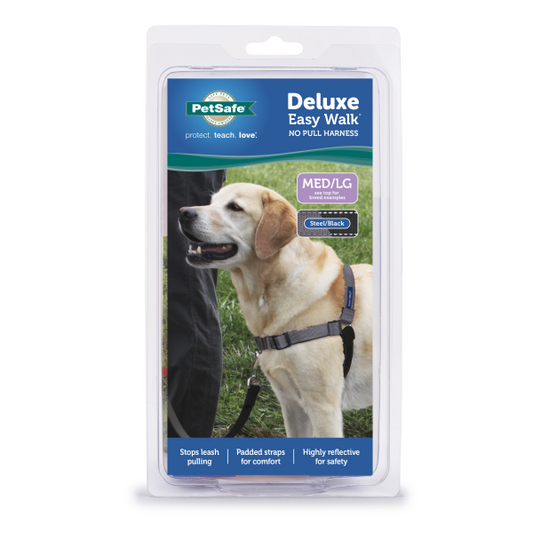 PetSafe - Deluxe Easy Walk Harness - STEEL - MEDIUM/LARGE