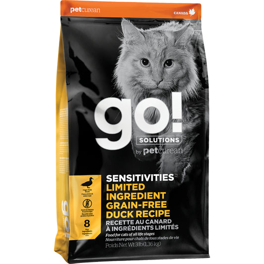 Petcurean, GO! Sensitivities LID GF DUCK Dry Cat Food, 7.26KG (16lb)