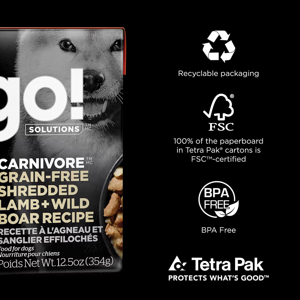 *PREORDER* Petcurean - GO! Carnivore Shredded LAMB & BOAR Wet Dog Food - 354GM (12.5oz) x12 CASE