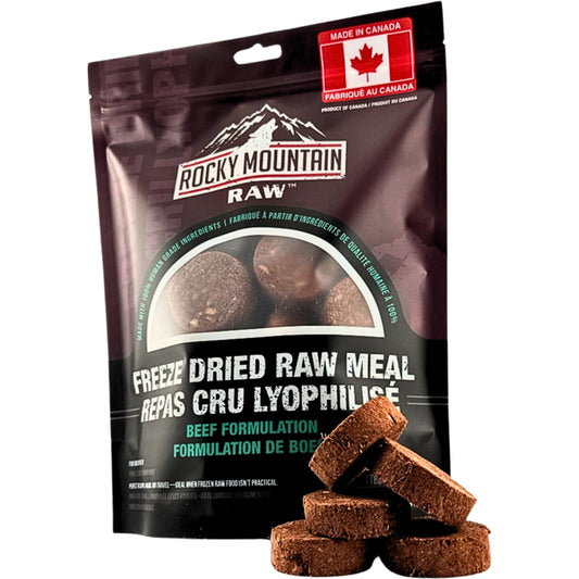 *S.O. - Up to 2 Week Wait* Rocky Mountain Raw - FD Raw Meal BEEF Puck Dog Food - 200GM