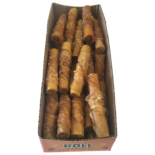 Rollover - CHICKEN WRAPPED PORKHIDE TWISTS Dog Chew - 11CM (4in) (BULK)