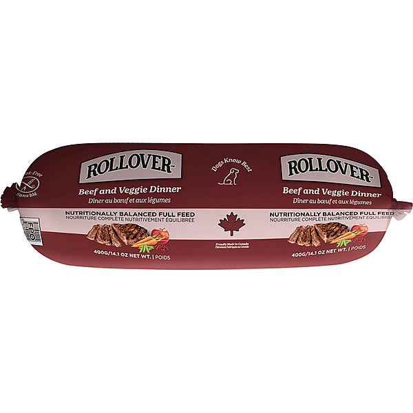 Rollover, Roll Wheat Free BEEF and VEGGIE Dog Food, 454GM (14.1oz)