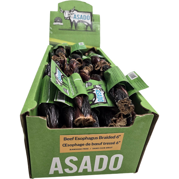 Silver Spur - ASADO BEEF Esophagus Braided Dog Treat - 15CM (6in)