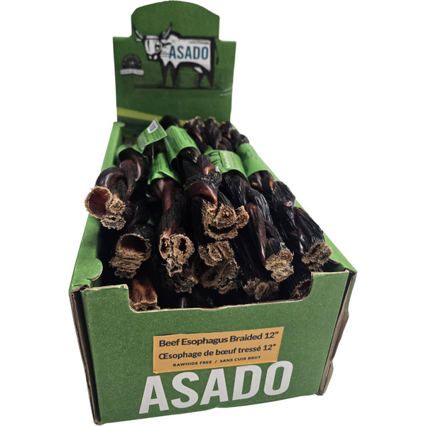 Silver Spur - ASADO BEEF Esophagus Braided Dog Treat - 30.5CM (12in)
