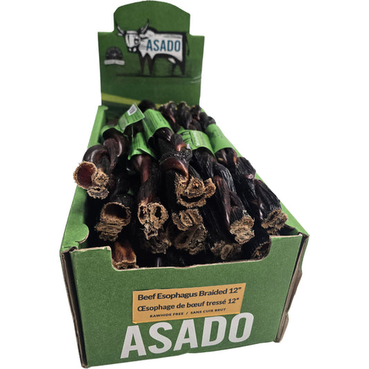 Silver Spur - ASADO BEEF Esophagus Braided Dog Treat - 30.5CM (12in)