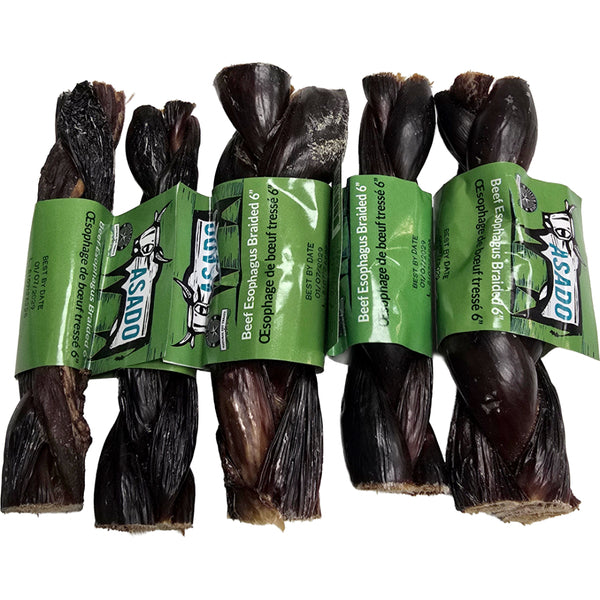 Silver Spur - ASADO BEEF Esophagus Braided Dog Treat - 15CM (6in)
