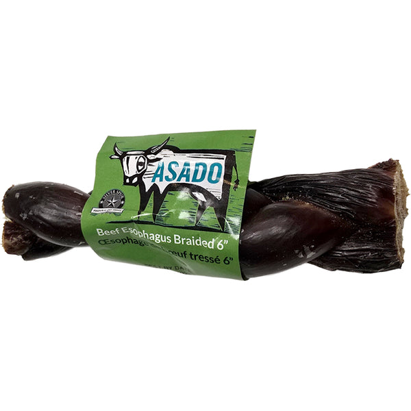 Silver Spur - ASADO BEEF Esophagus Braided Dog Treat - 15CM (6in)