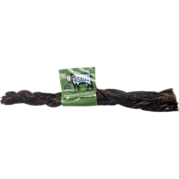 Silver Spur - ASADO BEEF Esophagus Braided Dog Treat - 30.5CM (12in)