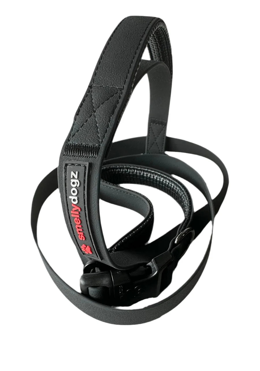 Smellydogz - Adjustable Double Handle Lead - BLACK - 2CM (0.75in) Width - 183CM (6ft)