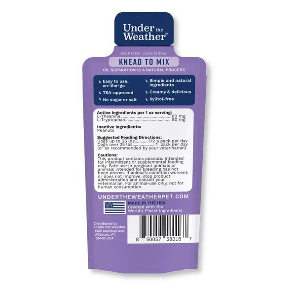 Under the Weather - PB & Chill Calming PEANUT BUTTER for Dogs - 32GM (1oz) - SINGLES