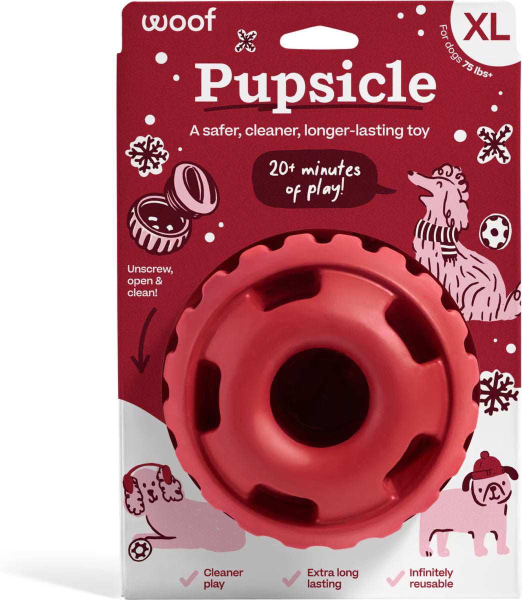 Woof Pet - Pupsicle Dog Toy - HOLLY JOLLY RED - XLARGE