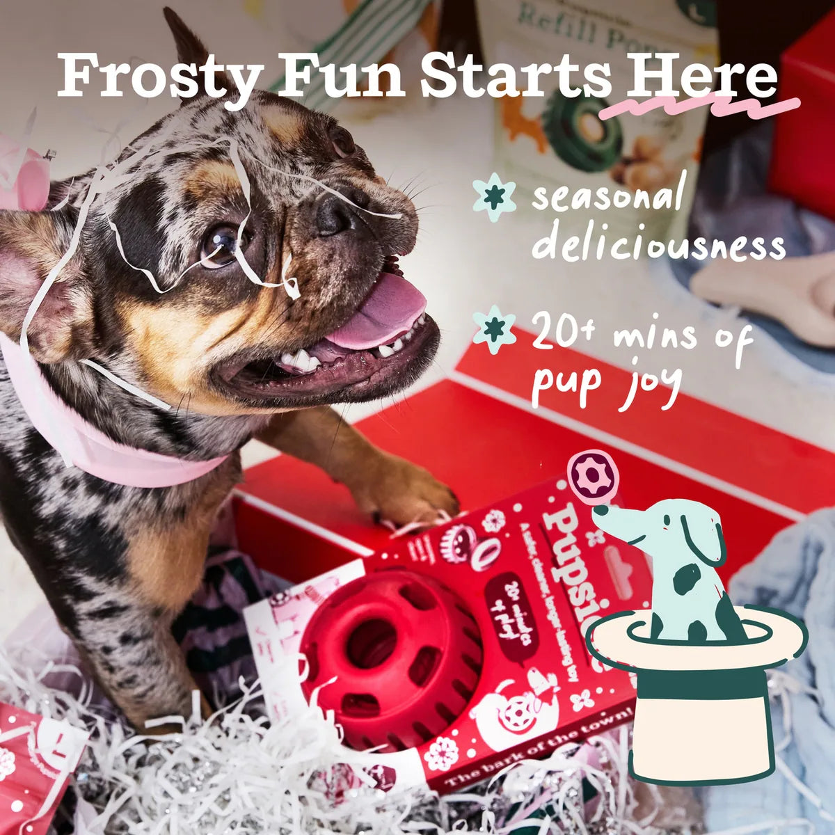 Woof Pet - Pupsicle Dog Toy - HOLLY JOLLY RED - XLARGE