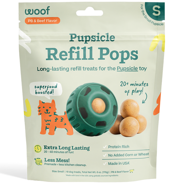 Woof Pet - Pupsicle Pops BEEF & PEANUT BUTTER Dog Treat - SMALL - 170GM (6oz) - 10PK