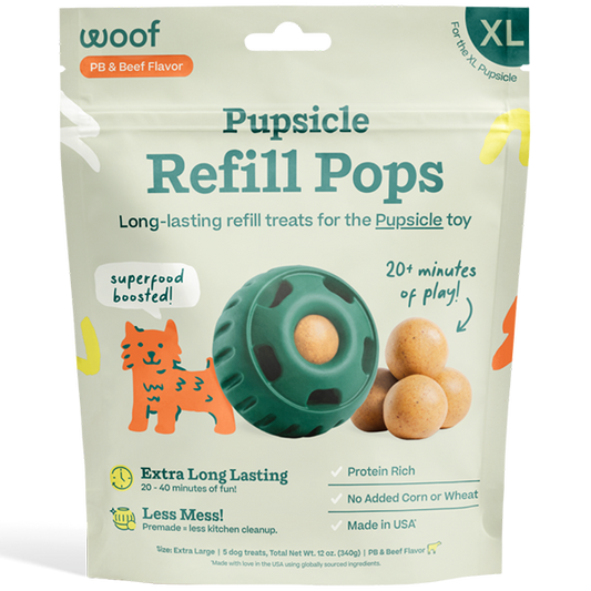 Woof Pet - Pupsicle Pops BEEF & PEANUT BUTTER Dog Treat - XLARGE - 340GM (12oz) - 5PK