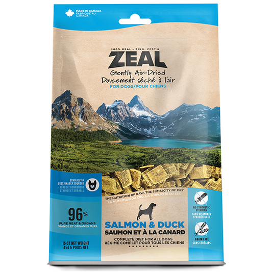 Zeal CND - Dog GF Air-Dried SALMON and DUCK Dog Food - 454GM (1lb)