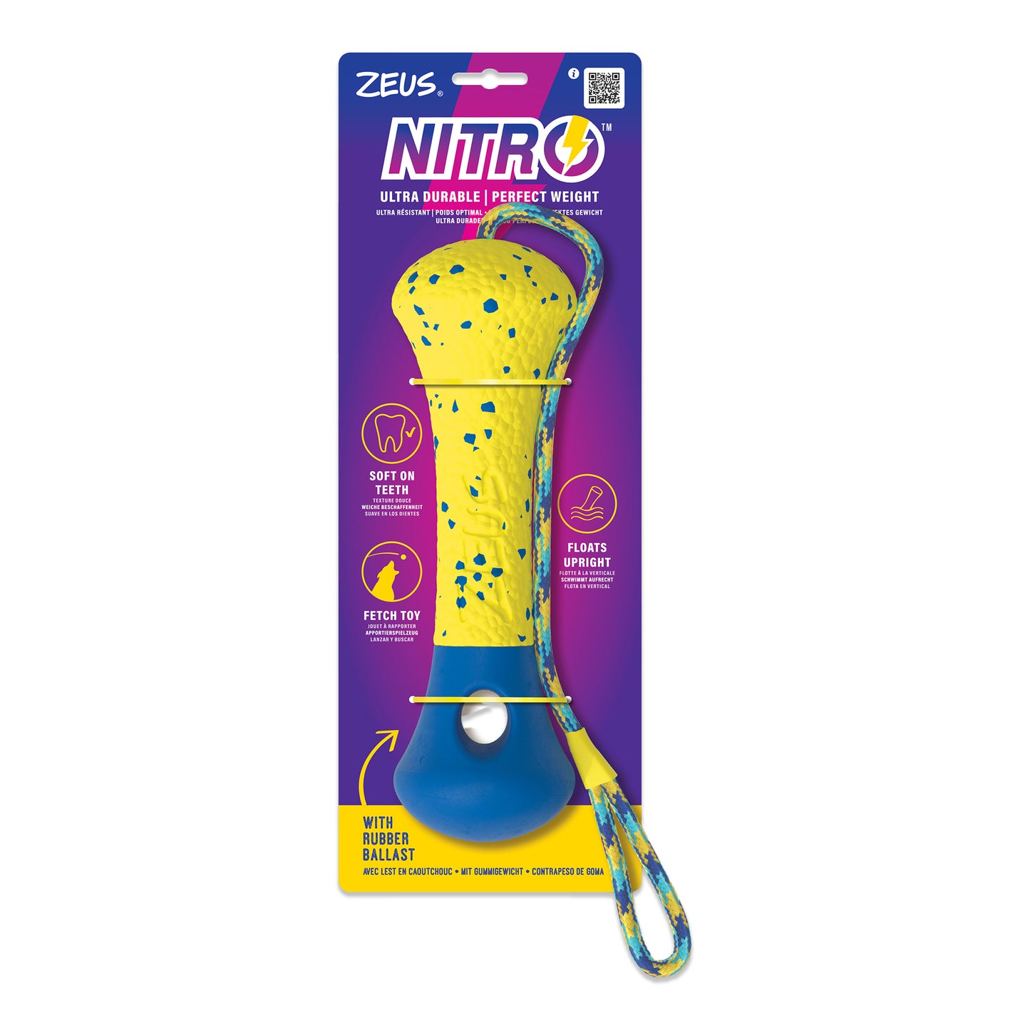 Zeus - Nitro Weighted Buoy with Rope Dog Toy - 26CM (10in)