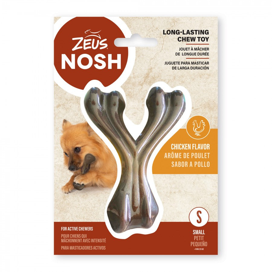 Zeus - NOSH Strong Wishbone Dog Chew Toy - CHICKEN Flavour - SMALL - 11CM (4.5in)