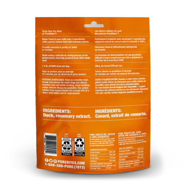 LocalID_68798 PureBites - Air Dried DUCK JERKY Dog Treats - 156GM (5.5oz)