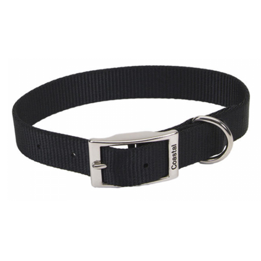 *DISC* Coastal - Standard Buckle Nylon Dog Collar - BLACK - 2.5 x 56CM (1 x 22in)