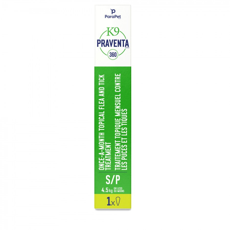 LocalID_71247 Parapet - K9 Praventa 360 Flea & Tick Treatment - SMALL Dogs up to 4.5KG - 1 Tubes