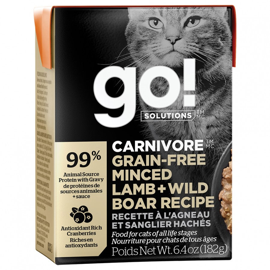 Petcurean - GO! Carnivore GF Minced LAMB and BOAR Wet Cat Food - 182GM (6.4oz)