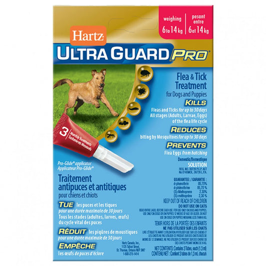 *DISC* Hartz - Ultra Guard PRO Flea and Tick Drops - DOGS - 6-14KG