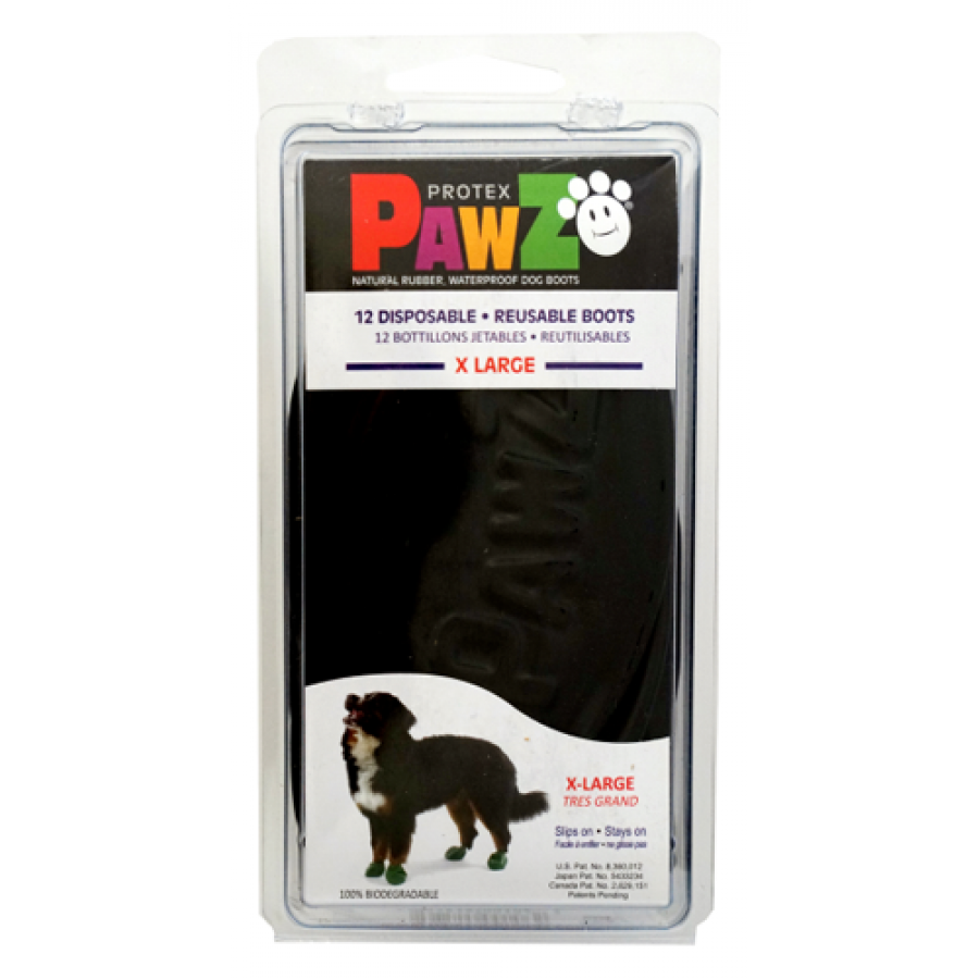 Pawz - Rubber Dog Boots - BLACK - XLARGE - Up to 13CM (5in) - 12PK