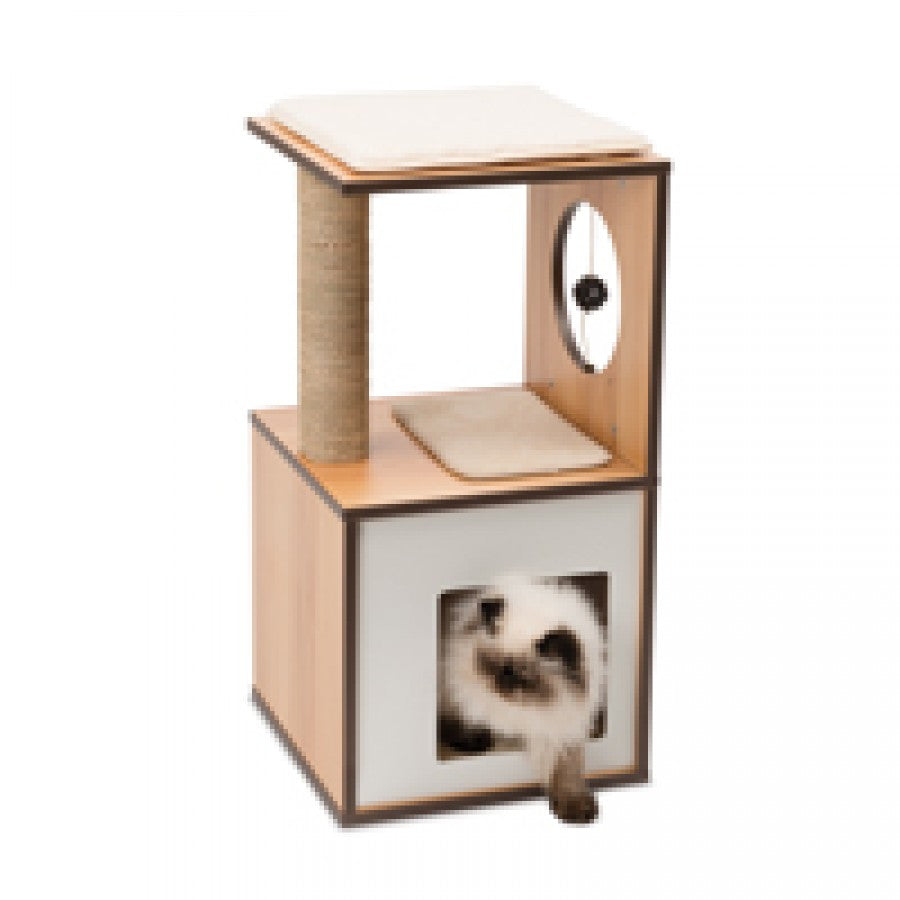 LocalID_65896 Catit - Vesper V-Box Cat Tree - Walnut - SMALL - 37 x 37 x 72.5CM (14.5x14.5x28.5in)