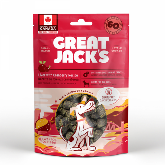 LocalID_70822 Canadian Jerky - Great Jack's GF LIVER & CRANBERRY Big Bitz Dog Treats - 198GM (7oz)