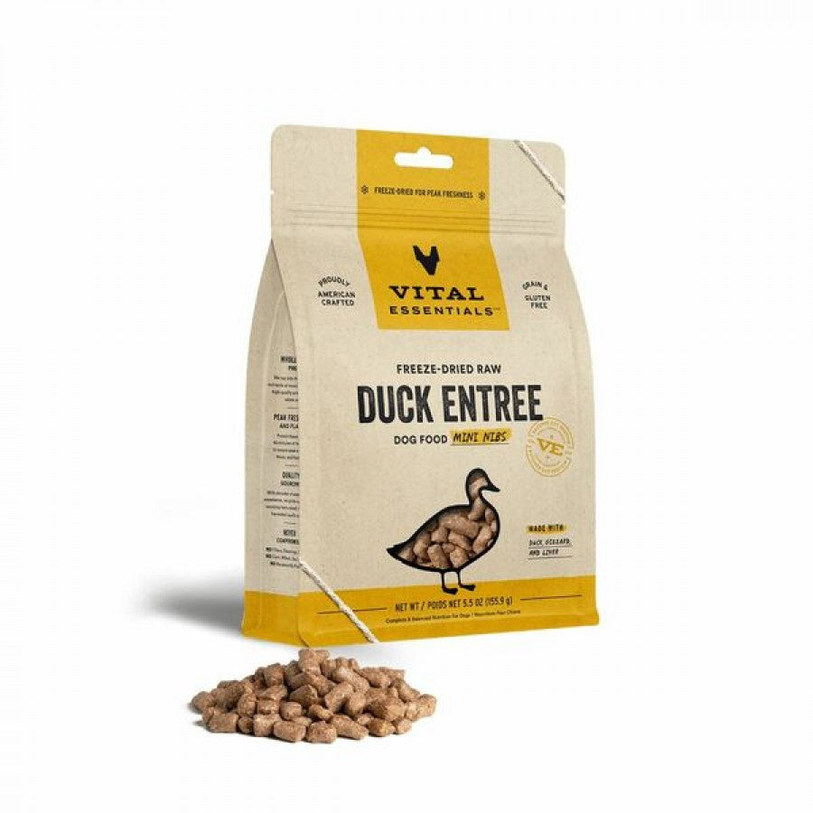 Vital Essentials - Freeze Dried Raw DUCK ENTREE Mini Nibs Dog Food - 155.9GM (5.5oz)