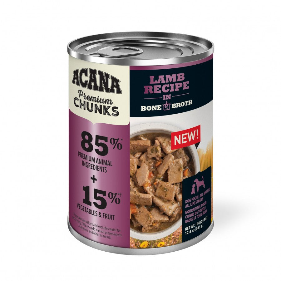 Champion Foods - Acana - Premium Chunks LAMB Recipe in Bone Broth Wet Dog Food - 363GM (12.8oz)