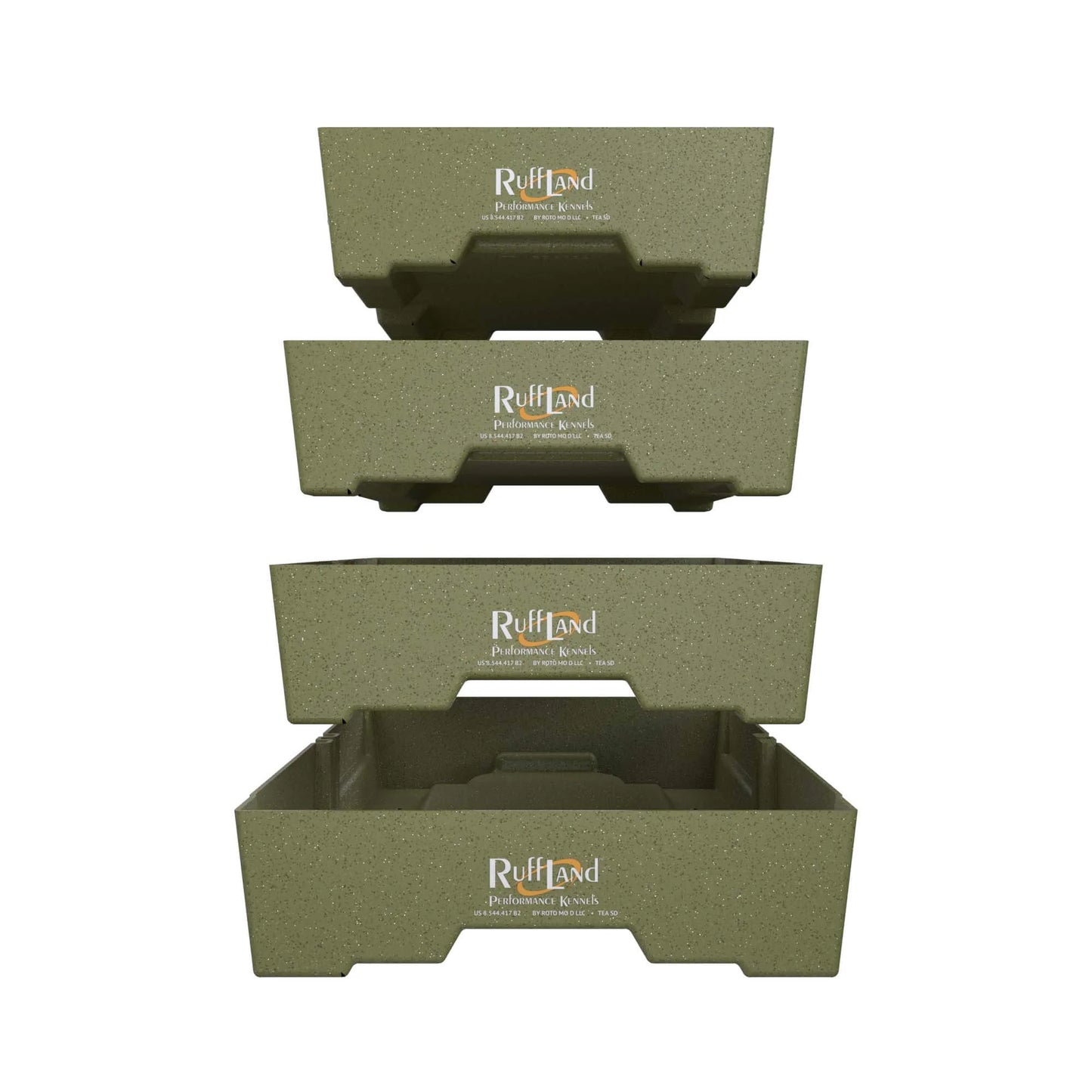 Ruff Land Kennel - Easy Rider Top Tray - OD GREEN - LARGE