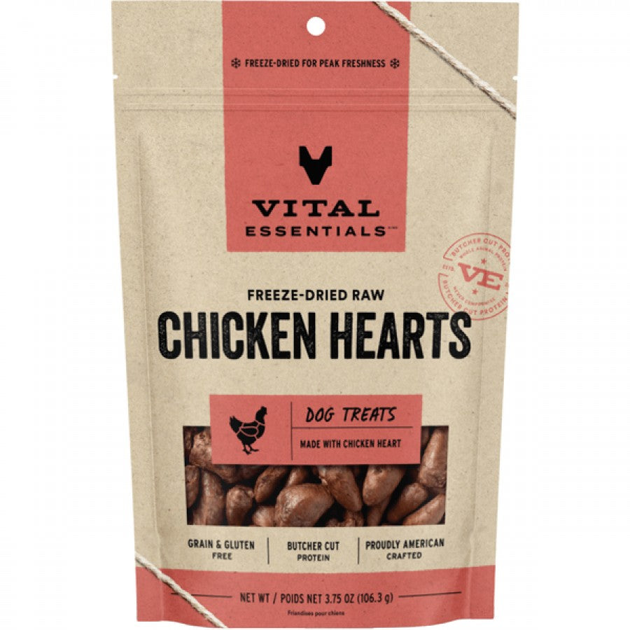 Vital Essentials - FD Chicken Hearts Dog Treat - 106.3GM (3.75oz)