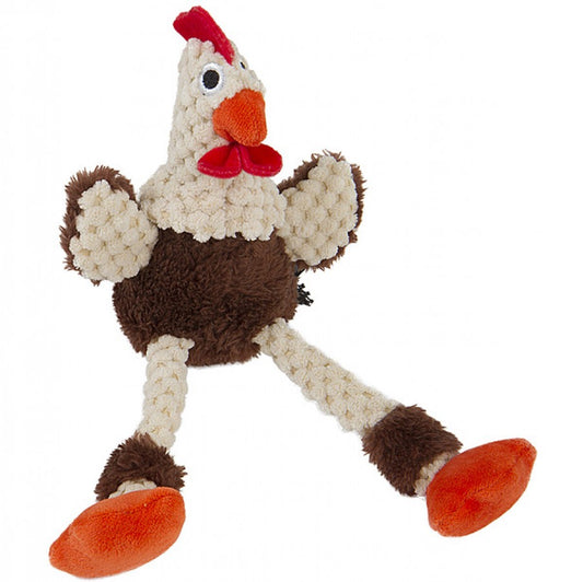 *S.O. - Up to 2 Week Wait* GoDog - Just For Me Skinny Rooster Dog Toy - BROWN - 23CM (9in)