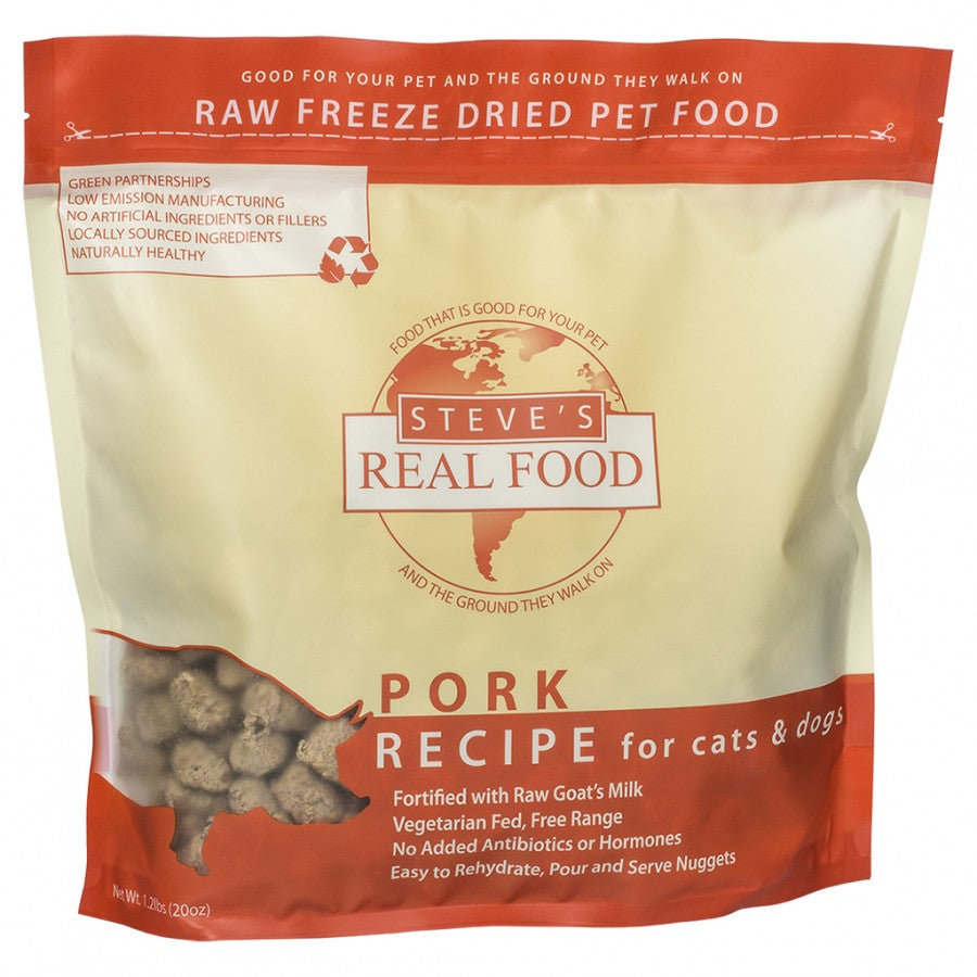 LocalID_40214 SO - Steve's Real Food - FD Raw Nuggets PORK Dog Food - 20OZ